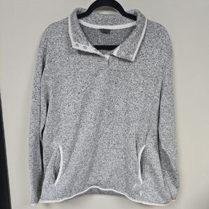 Eddie Bauer Gray Button-Up Sweater with White Accents